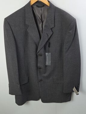 Kenneth Cole Of New York Charcoal Grey 100% Worsted Wool Suit Blazer Sz 42S NWT